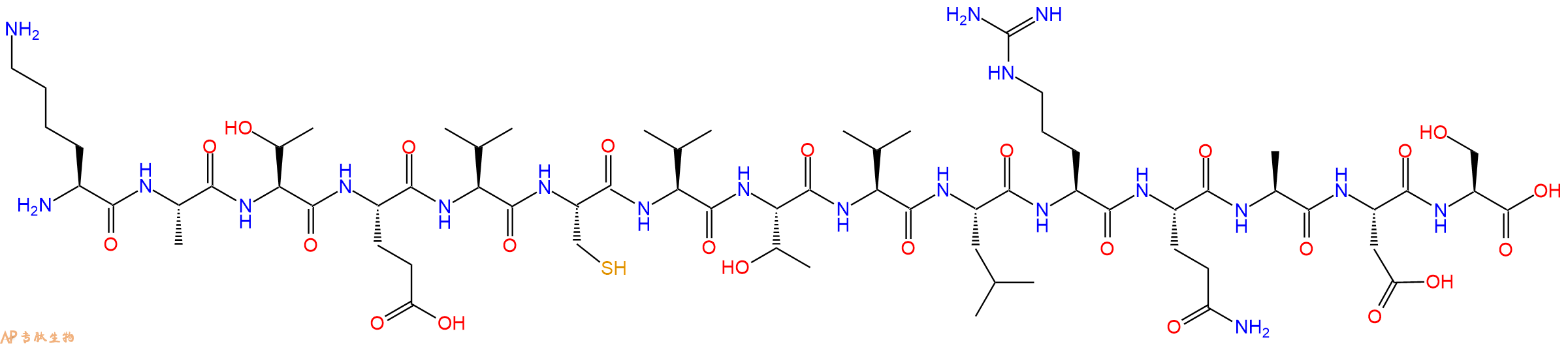 专肽生物产品H2N-Lys-Ala-Thr-Glu-Val-Cys-Val-Thr-Val-Leu-Arg-Gln-Ala-Asp-Ser-OH
