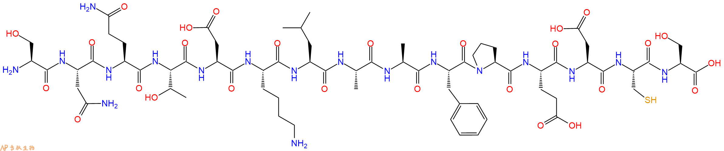 专肽生物产品H2N-Ser-Asn-Gln-Thr-Asp-Lys-Leu-Ala-Ala-Phe-Pro-Glu-Asp-Cys-Ser-OH