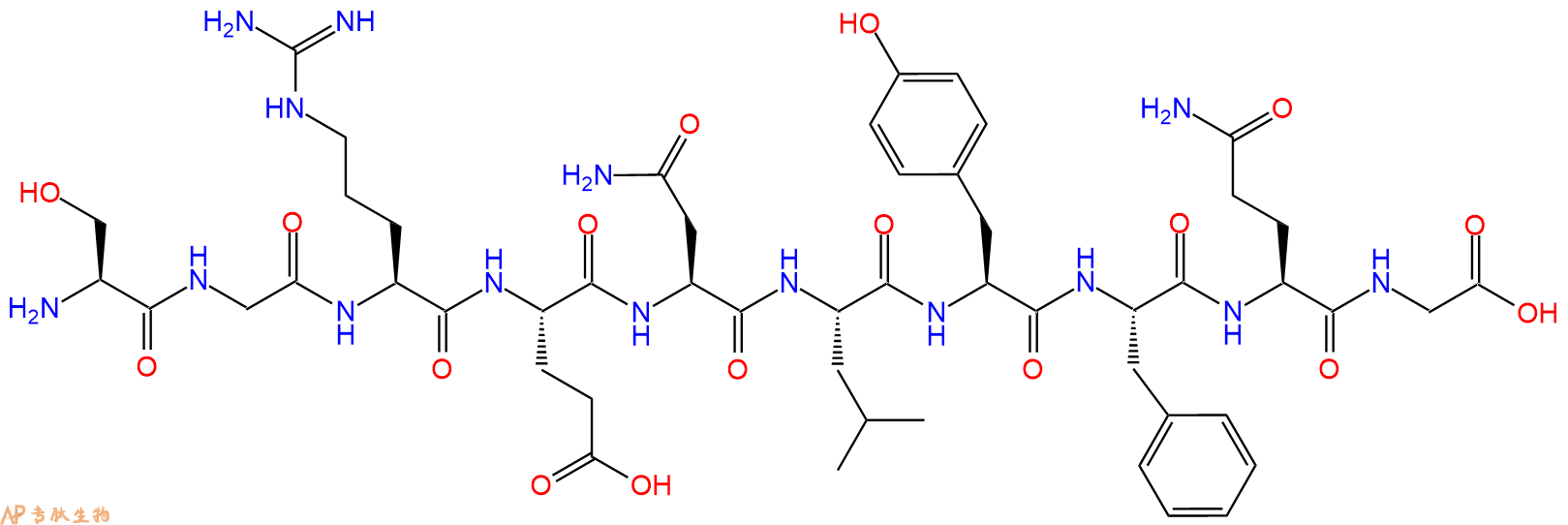 专肽生物产品H2N-Ser-Gly-Arg-Glu-Asn-Leu-Tyr-Phe-Gln-Gly-OH