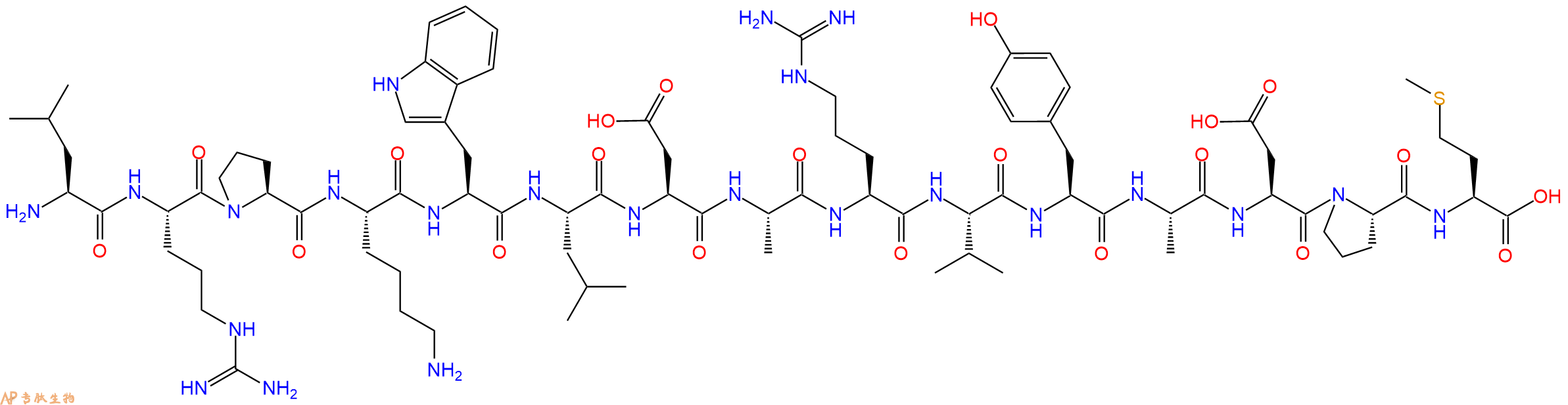 专肽生物产品H2N-Leu-Arg-Pro-Lys-Trp-Leu-Asp-Ala-Arg-Val-Tyr-Ala-Asp-Pro-Met-OH