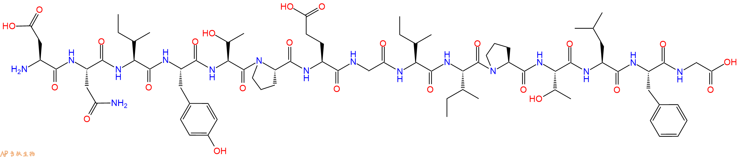 专肽生物产品H2N-Asp-Asn-Ile-Tyr-Thr-Pro-Glu-Gly-Ile-Ile-Pro-Thr-Leu-Phe-Gly-OH
