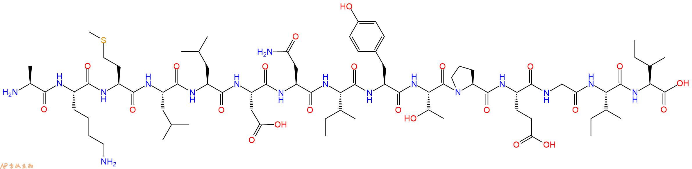 专肽生物产品H2N-Ala-Lys-Met-Leu-Leu-Asp-Asn-Ile-Tyr-Thr-Pro-Glu-Gly-Ile-Ile-OH