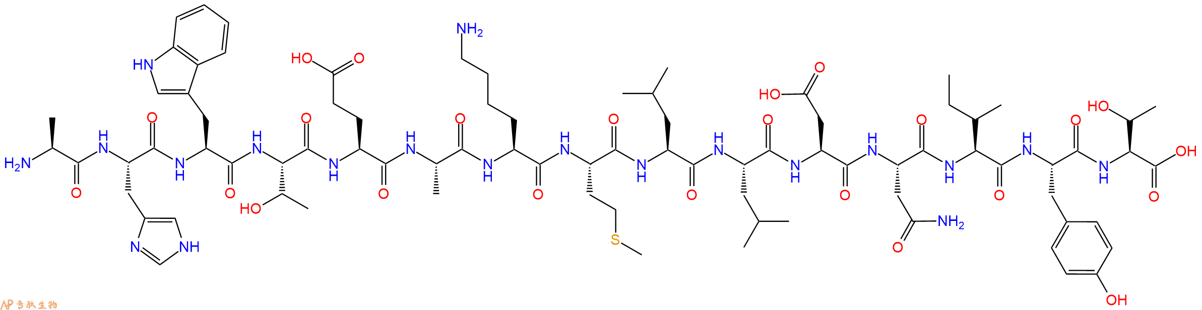 专肽生物产品H2N-Ala-His-Trp-Thr-Glu-Ala-Lys-Met-Leu-Leu-Asp-Asn-Ile-Tyr-Thr-OH