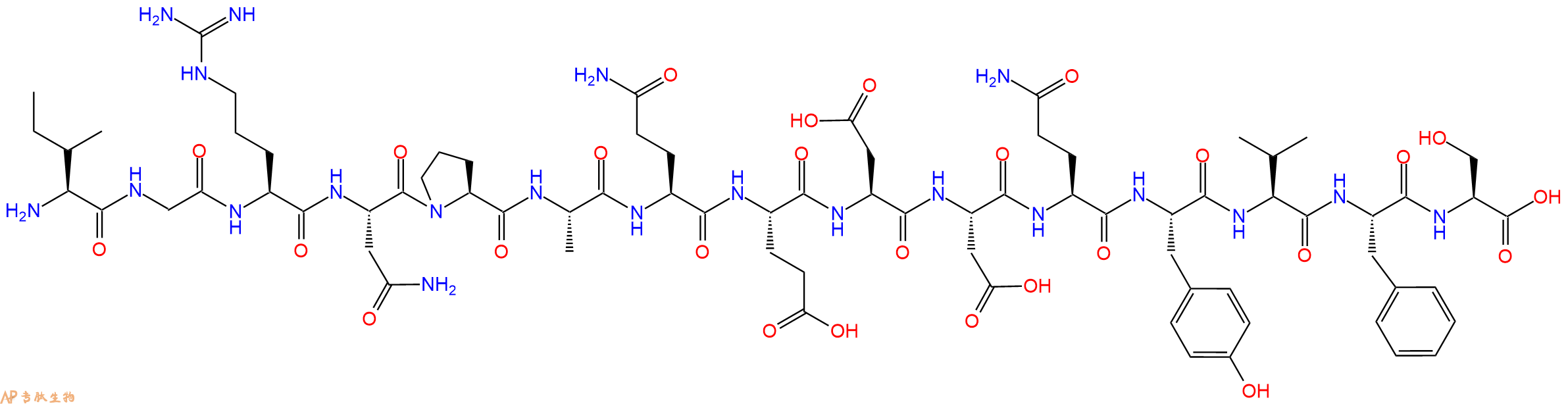专肽生物产品H2N-Ile-Gly-Arg-Asn-Pro-Ala-Gln-Glu-Asp-Asp-Gln-Tyr-Val-Phe-Ser-OH