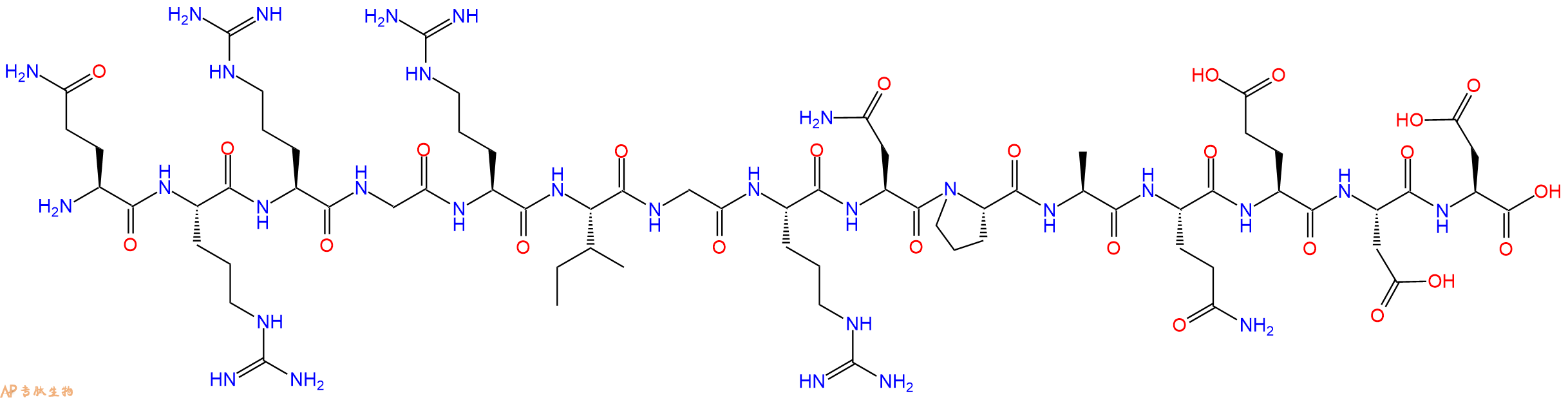专肽生物产品H2N-Gln-Arg-Arg-Gly-Arg-Ile-Gly-Arg-Asn-Pro-Ala-Gln-Glu-Asp-Asp-OH