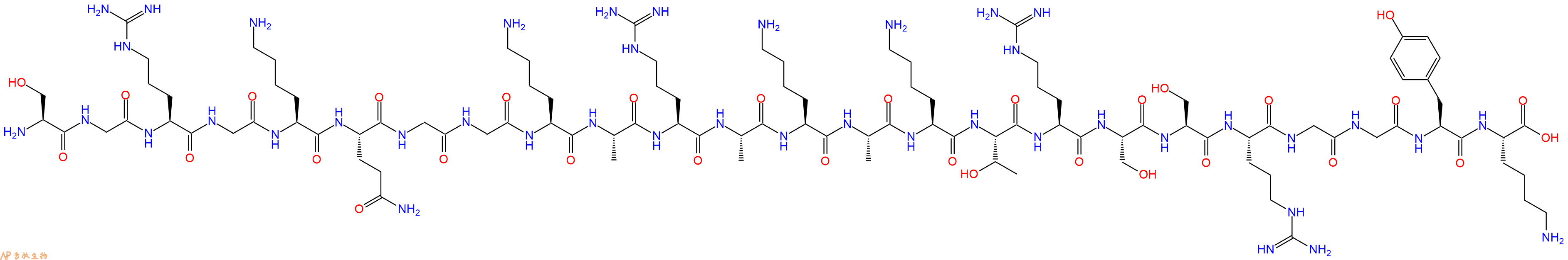 专肽生物产品H2N-Ser-Gly-Arg-Gly-Lys-Gln-Gly-Gly-Lys-Ala-Arg-Ala-Lys-Ala-Lys-Thr-Arg-Ser-Ser-Arg-Gly-Gly-Tyr-Lys-OH