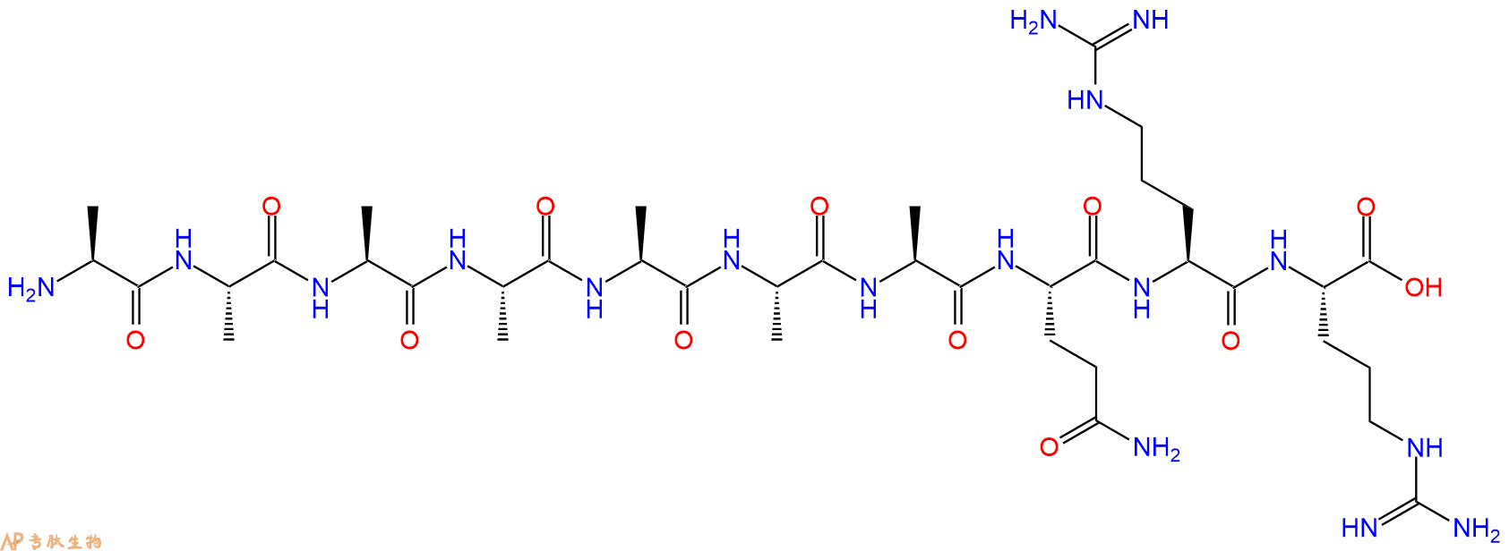 专肽生物产品H2N-Ala-Ala-Ala-Ala-Ala-Ala-Ala-Gln-Arg-Arg-OH