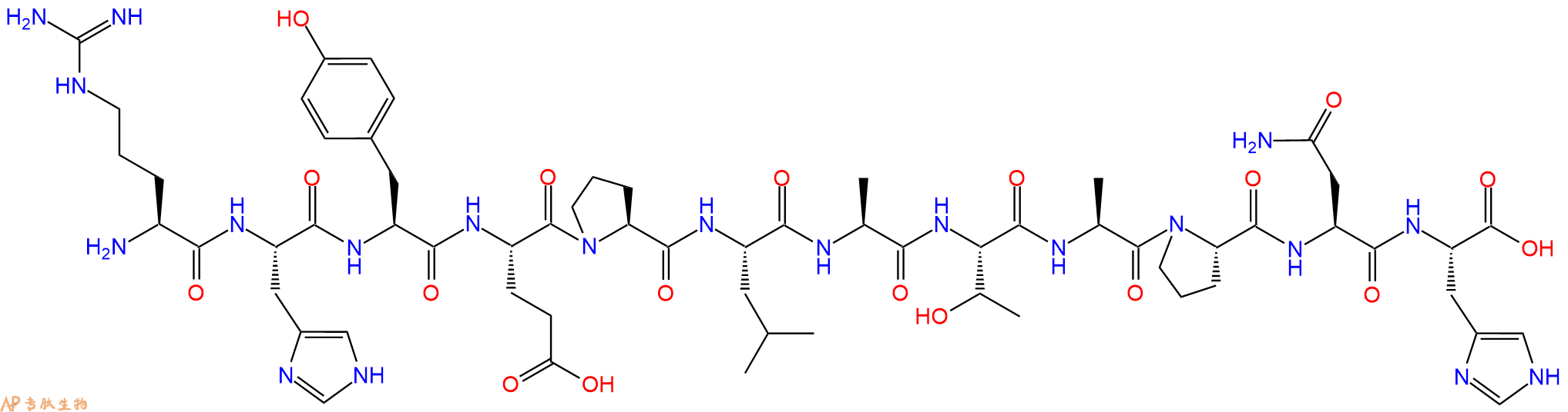 专肽生物产品H2N-Arg-His-Tyr-Glu-Pro-Leu-Ala-Thr-Ala-Pro-Asn-His-OH