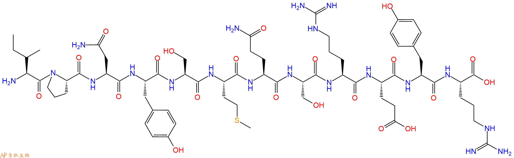 专肽生物产品H2N-Ile-Pro-Asn-Tyr-Ser-Met-Gln-Ser-Arg-Glu-Tyr-Arg-OH