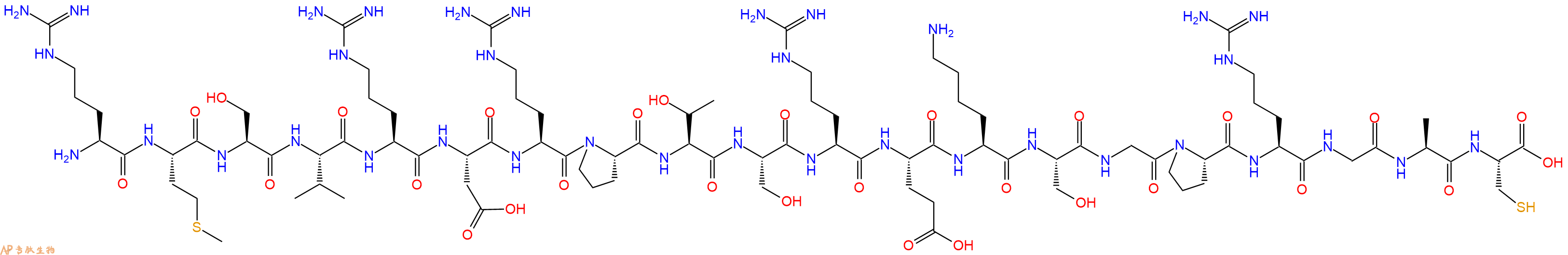 专肽生物产品H2N-Arg-Met-Ser-Val-Arg-Asp-Arg-Pro-Thr-Ser-Arg-Glu-Lys-Ser-Gly-Pro-Arg-Gly-Ala-Cys-OH