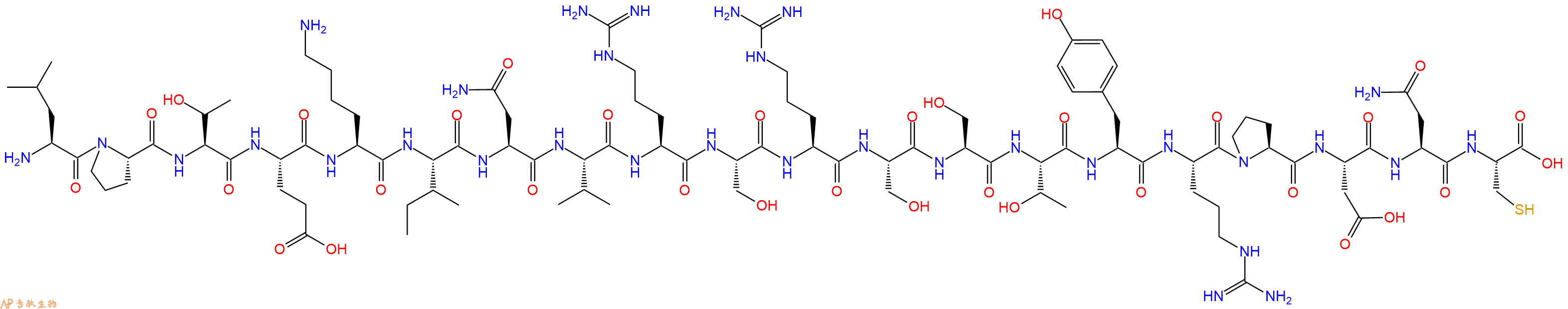 专肽生物产品H2N-Leu-Pro-Thr-Glu-Lys-Ile-Asn-Val-Arg-Ser-Arg-Ser-Ser-Thr-Tyr-Arg-Pro-Asp-Asn-Cys-OH