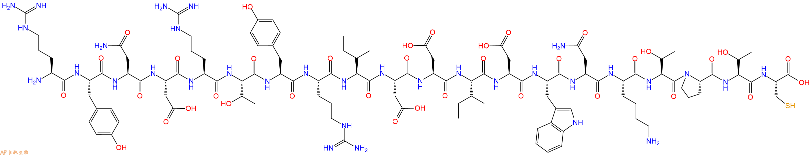 专肽生物产品H2N-Arg-Tyr-Asn-Asp-Arg-Thr-Tyr-Arg-Ile-Asp-Asp-Ile-Asp-Trp-Asn-Lys-Thr-Pro-Thr-Cys-OH