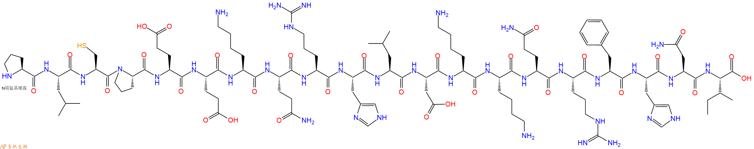 专肽生物产品H2N-Pro-Leu-Cys-Pro-Glu-Glu-Lys-Gln-Arg-His-Leu-Asp-Lys-Lys-Gln-Arg-Phe-His-Asn-Ile-OH