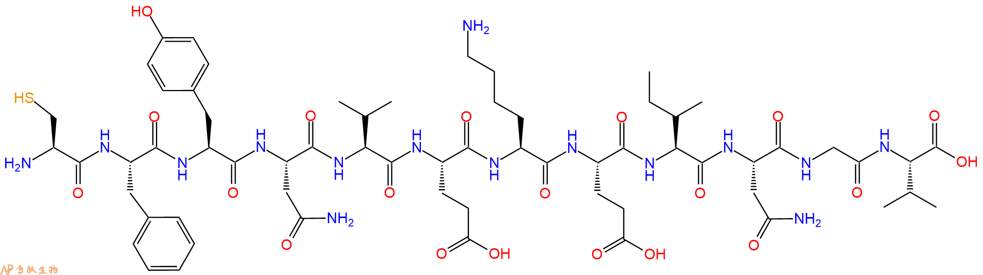 专肽生物产品H2N-Cys-Phe-Tyr-Asn-Val-Glu-Lys-Glu-Ile-Asn-Gly-Val-OH