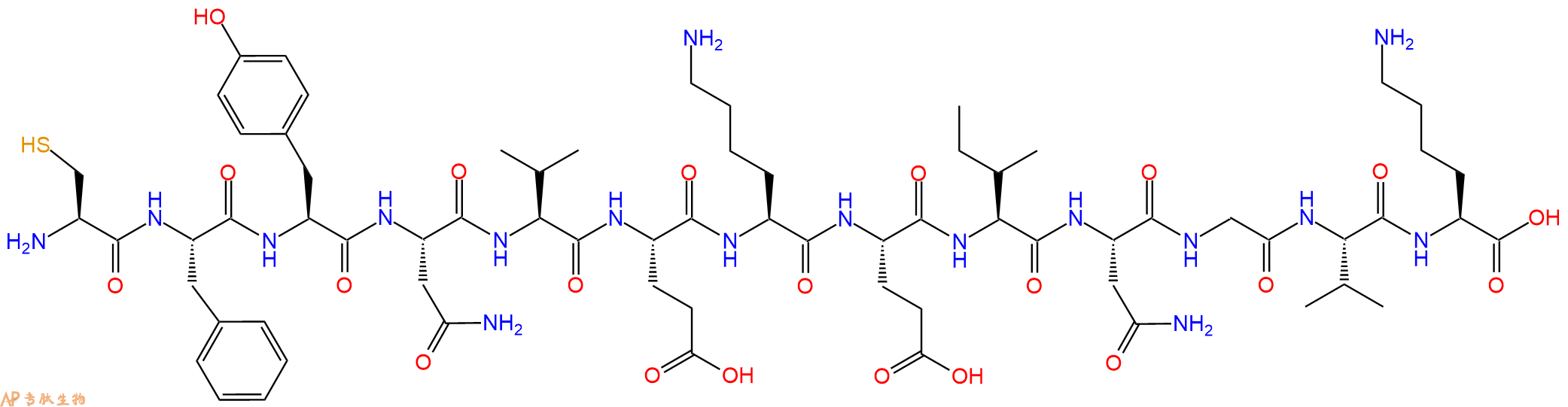 专肽生物产品H2N-Cys-Phe-Tyr-Asn-Val-Glu-Lys-Glu-Ile-Asn-Gly-Val-Lys-OH
