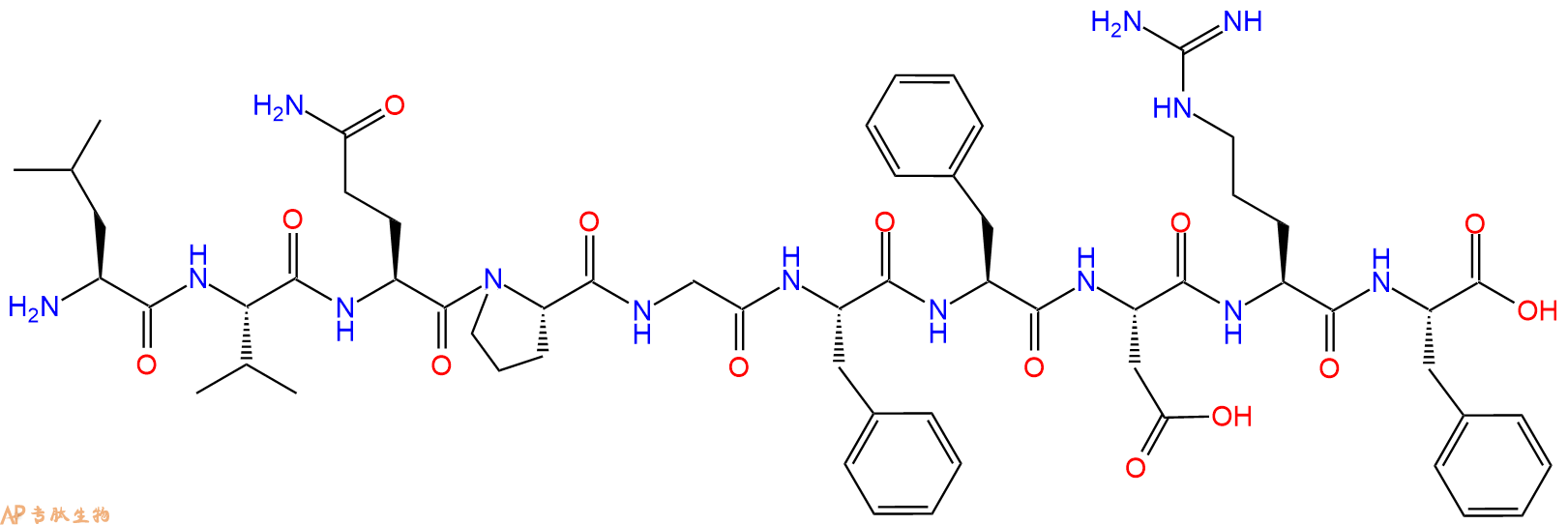 专肽生物产品H2N-Leu-Val-Gln-Pro-Gly-Phe-Phe-Asp-Arg-Phe-OH
