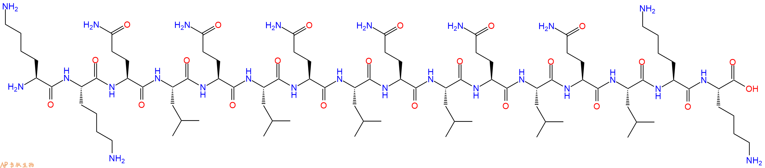 专肽生物产品H2N-Lys-Lys-Gln-Leu-Gln-Leu-Gln-Leu-Gln-Leu-Gln-Leu-Gln-Leu-Lys-Lys-OH