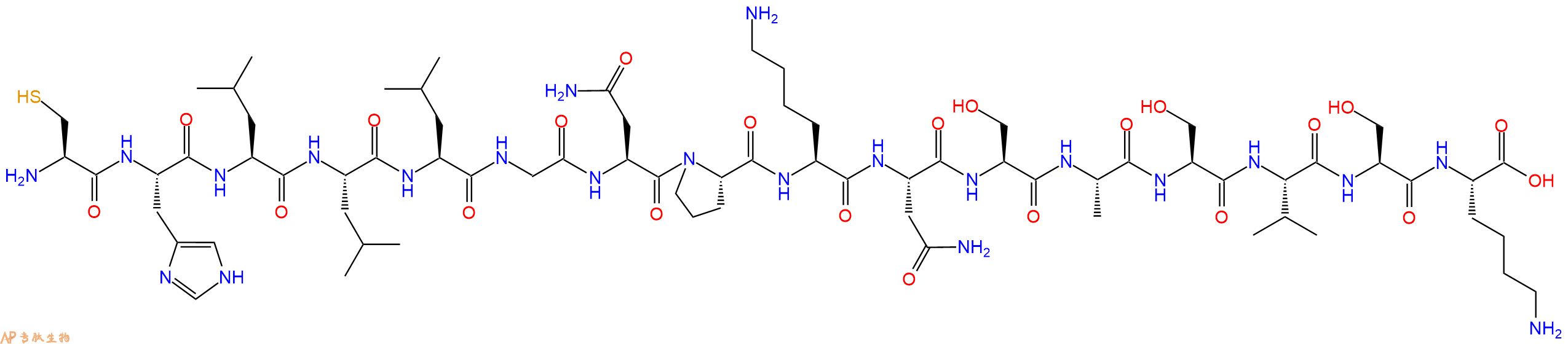 专肽生物产品H2N-Cys-His-Leu-Leu-Leu-Gly-Asn-Pro-Lys-Asn-Ser-Ala-Ser-Val-Ser-Lys-OH