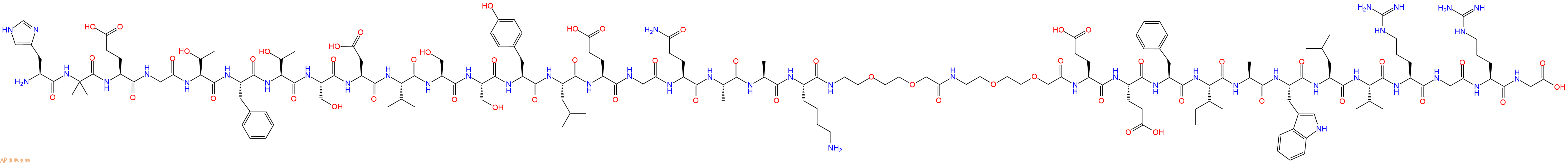 专肽生物产品H2N-His-Aib-Glu-Gly-Thr-Phe-Thr-Ser-Asp-Val-Ser-Ser-Tyr-Leu-Glu-Gly-Gln-Ala-Ala-Lys-AEEA-AEEA-Glu-Glu-Phe-Ile-Ala-Trp-Leu-Val-Arg-Gly-Arg-Gly-OH