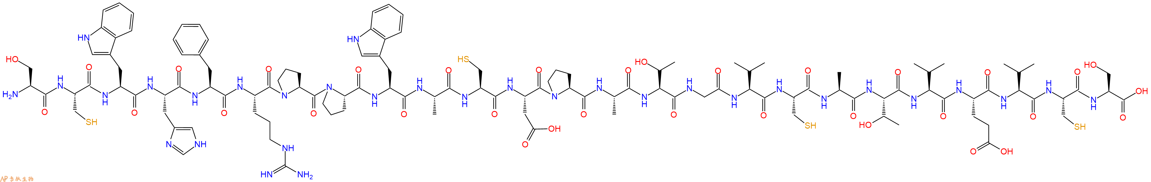 专肽生物产品H2N-Ser-Cys-Trp-His-Phe-Arg-Pro-Pro-Trp-Ala-Cys-Asp-Pro-Ala-Thr-Gly-Val-Cys-Ala-Thr-Val-Glu-Val-Cys-Ser-OH