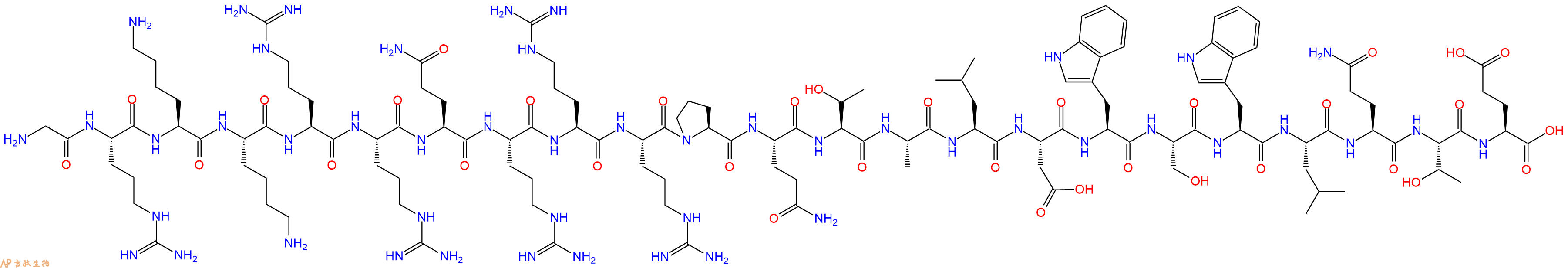 专肽生物产品H2N-Gly-Arg-Lys-Lys-Arg-Arg-Gln-Arg-Arg-Arg-Pro-Gln-Thr-Ala-Leu-Asp-Trp-Ser-Trp-Leu-Gln-Thr-Glu-OH