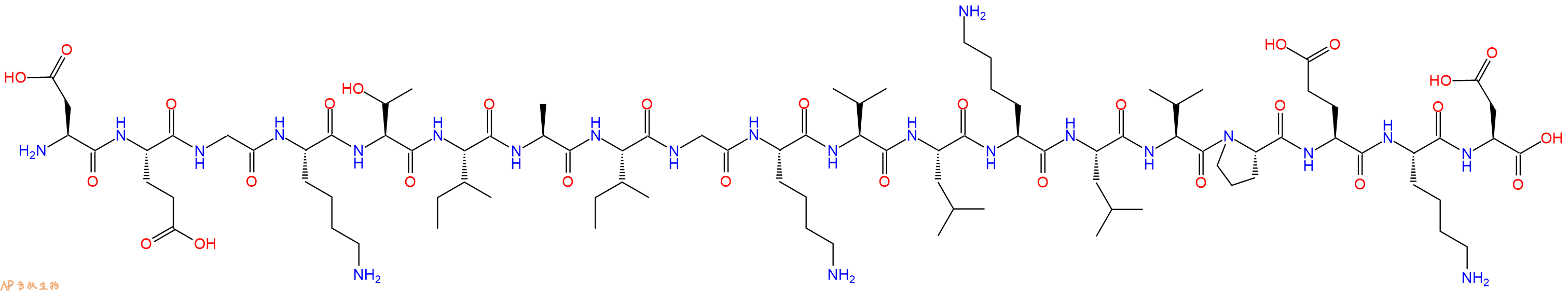 专肽生物产品H2N-Asp-Glu-Gly-Lys-Thr-Ile-Ala-Ile-Gly-Lys-Val-Leu-Lys-Leu-Val-Pro-Glu-Lys-Asp-OH