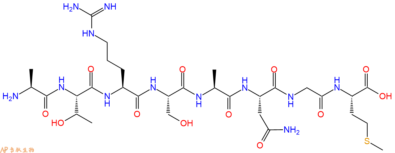 专肽生物产品H2N-Ala-Thr-Arg-Ser-Ala-Asn-Gly-Met-OH