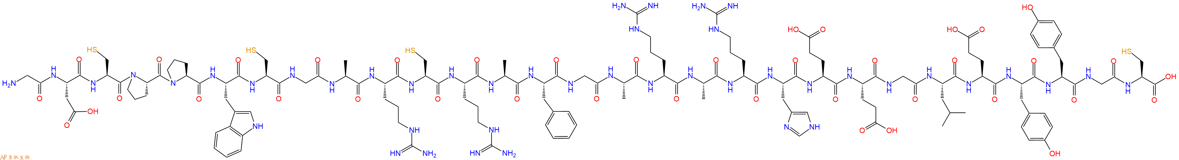 专肽生物产品H2N-Gly-Asp-Cys-Pro-Pro-Trp-Cys-Gly-Ala-Arg-Cys-Arg-Ala-Phe-Gly-Ala-Arg-Ala-Arg-His-Glu-Glu-Gly-Leu-Glu-Tyr-Tyr-Gly-Cys-OH