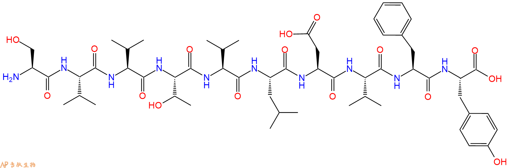 专肽生物产品H2N-Ser-Val-Val-Thr-Val-Leu-Asp-Val-Phe-Tyr-OH