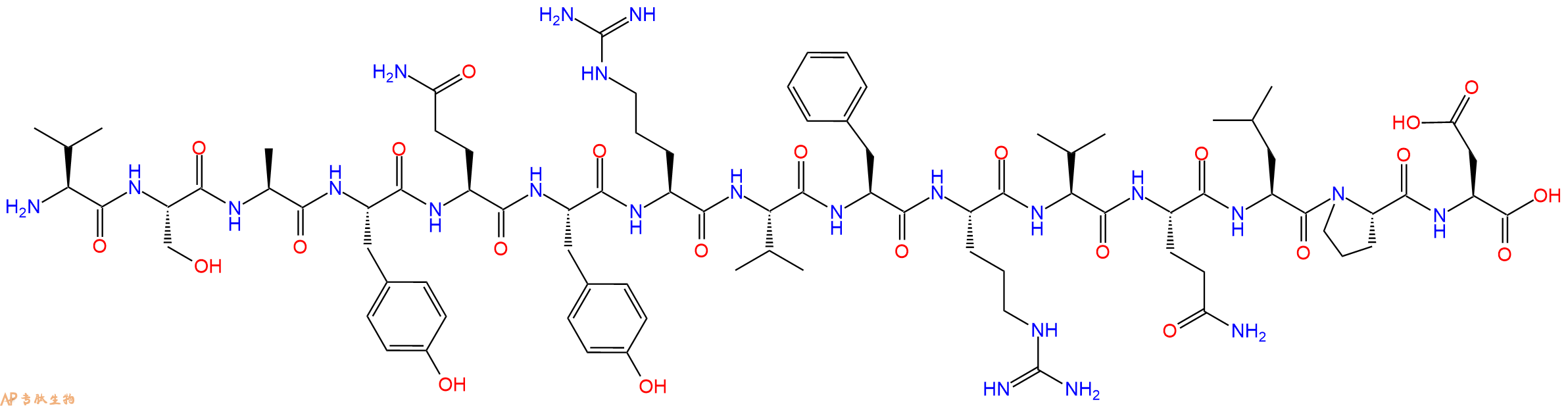 专肽生物产品H2N-Val-Ser-Ala-Tyr-Gln-Tyr-Arg-Val-Phe-Arg-Val-Gln-Leu-Pro-Asp-OH