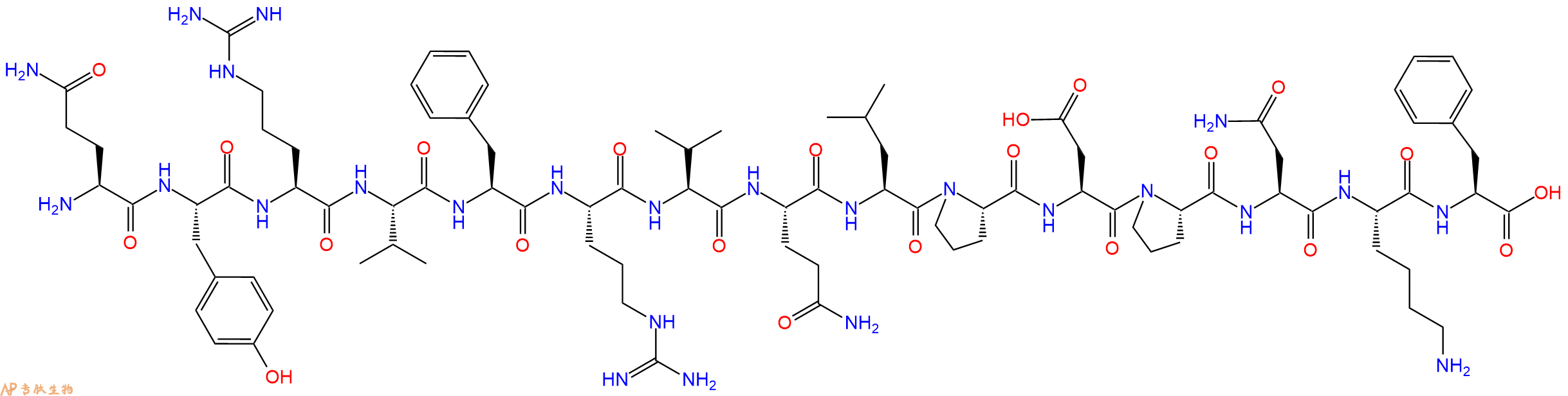专肽生物产品H2N-Gln-Tyr-Arg-Val-Phe-Arg-Val-Gln-Leu-Pro-Asp-Pro-Asn-Lys-Phe-OH