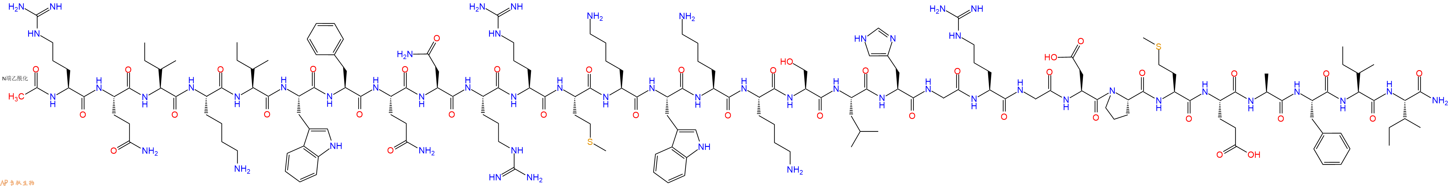 专肽生物产品Ac-Arg-Gln-Ile-Lys-Ile-Trp-Phe-Gln-Asn-Arg-Arg-Met-Lys-Trp-Lys-Lys-Ser-Leu-His-Gly-Arg-Gly-Asp-Pro-Met-Glu-Ala-Phe-Ile-Ile-CONH2