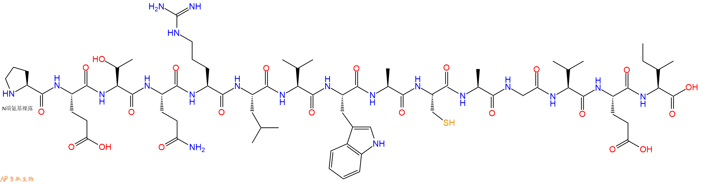 专肽生物产品H2N-Pro-Glu-Thr-Gln-Arg-Leu-Val-Trp-Ala-Cys-Ala-Gly-Val-Glu-Ile-OH