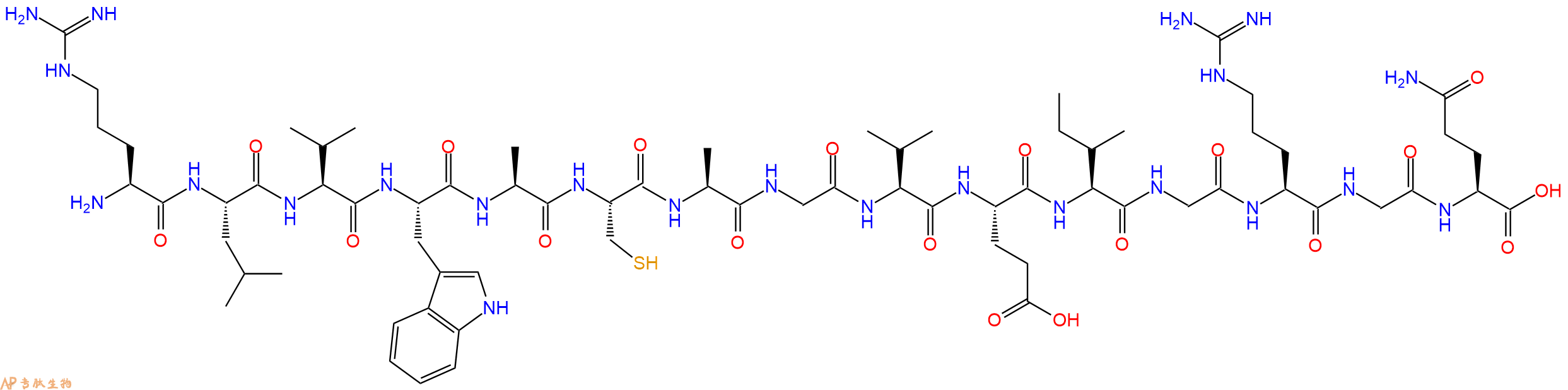 专肽生物产品H2N-Arg-Leu-Val-Trp-Ala-Cys-Ala-Gly-Val-Glu-Ile-Gly-Arg-Gly-Gln-OH