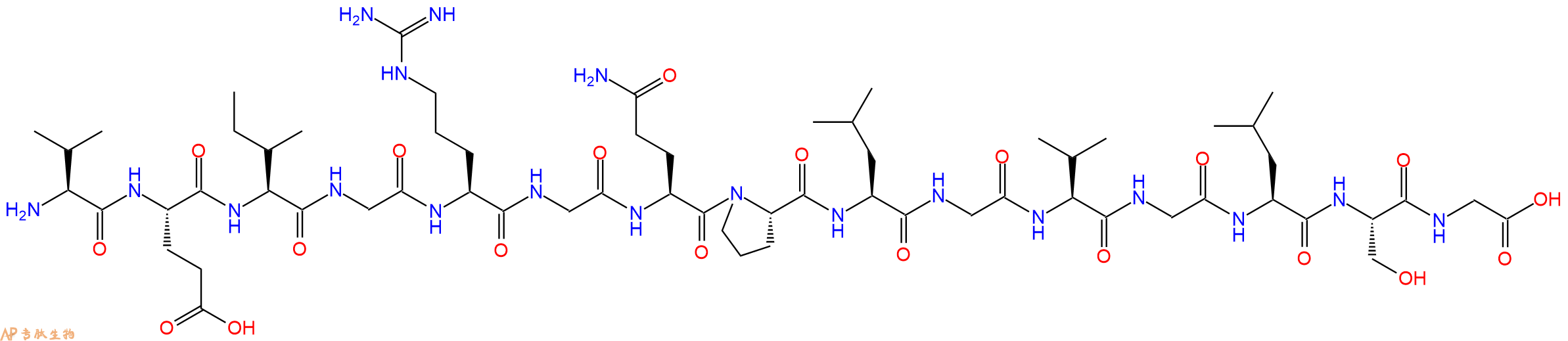 专肽生物产品H2N-Val-Glu-Ile-Gly-Arg-Gly-Gln-Pro-Leu-Gly-Val-Gly-Leu-Ser-Gly-OH