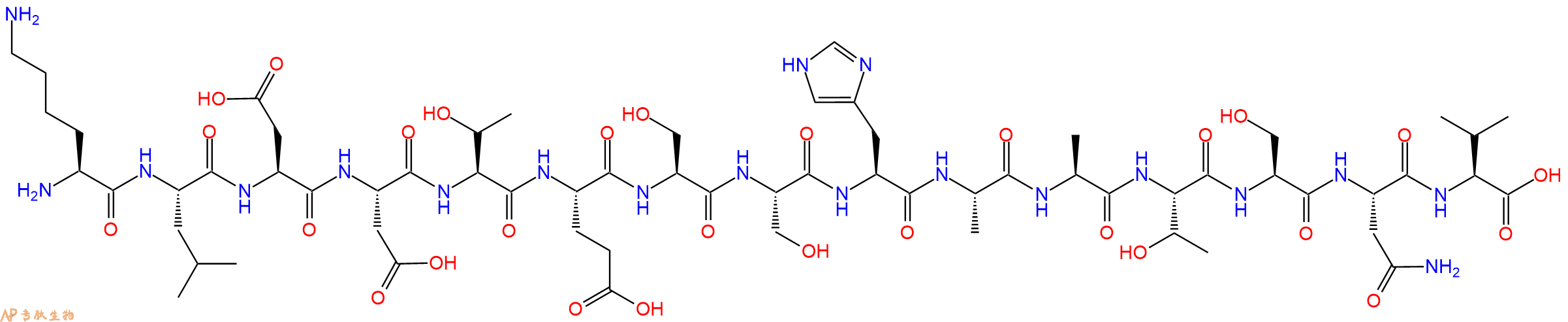 专肽生物产品H2N-Lys-Leu-Asp-Asp-Thr-Glu-Ser-Ser-His-Ala-Ala-Thr-Ser-Asn-Val-OH