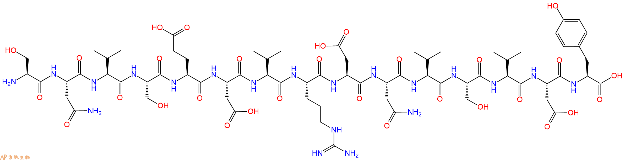 专肽生物产品H2N-Ser-Asn-Val-Ser-Glu-Asp-Val-Arg-Asp-Asn-Val-Ser-Val-Asp-Tyr-OH