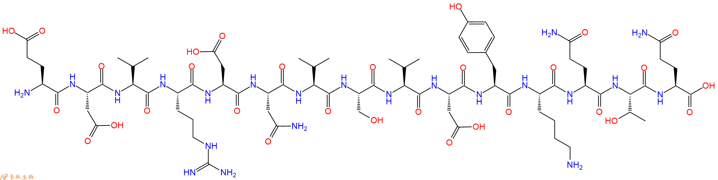 专肽生物产品H2N-Glu-Asp-Val-Arg-Asp-Asn-Val-Ser-Val-Asp-Tyr-Lys-Gln-Thr-Gln-OH