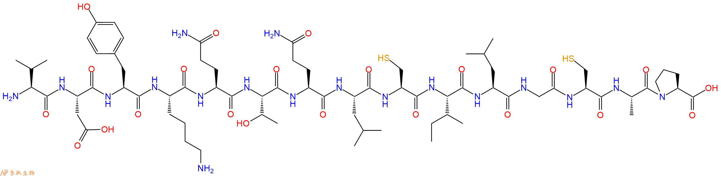 专肽生物产品H2N-Val-Asp-Tyr-Lys-Gln-Thr-Gln-Leu-Cys-Ile-Leu-Gly-Cys-Ala-Pro-OH