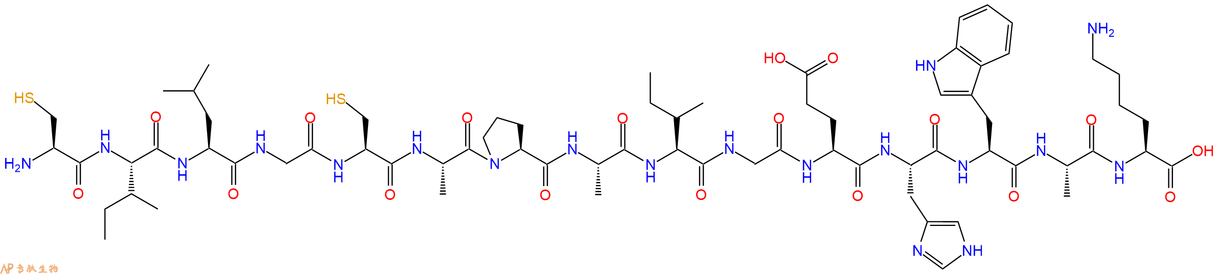 专肽生物产品H2N-Cys-Ile-Leu-Gly-Cys-Ala-Pro-Ala-Ile-Gly-Glu-His-Trp-Ala-Lys-OH