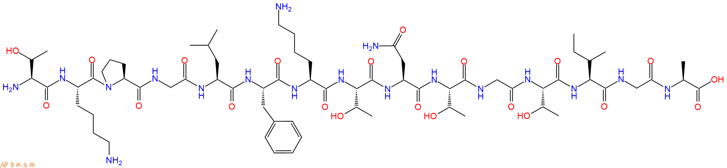 专肽生物产品H2N-Thr-Lys-Pro-Gly-Leu-Phe-Lys-Thr-Asn-Thr-Gly-Thr-Ile-Gly-Ala-OH