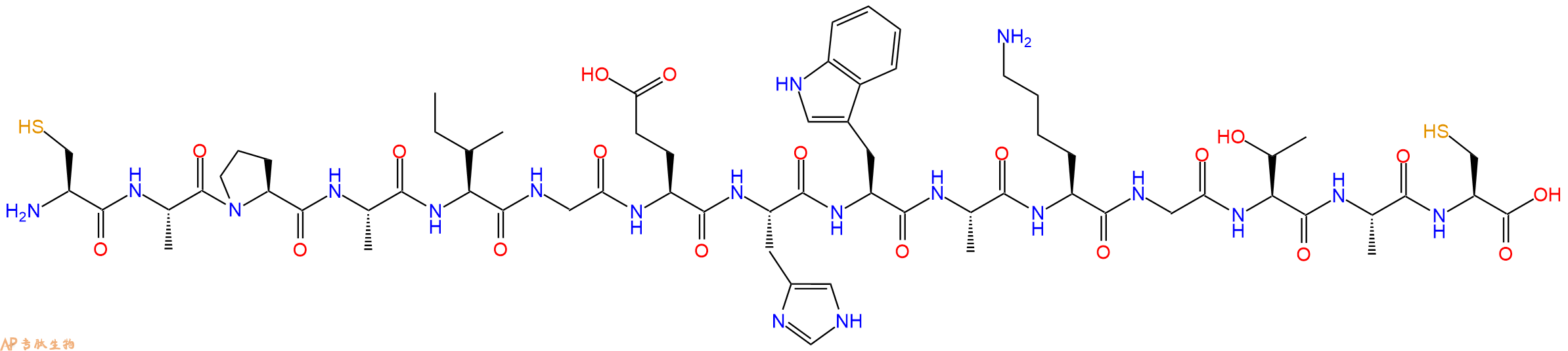专肽生物产品H2N-Cys-Ala-Pro-Ala-Ile-Gly-Glu-His-Trp-Ala-Lys-Gly-Thr-Ala-Cys-OH