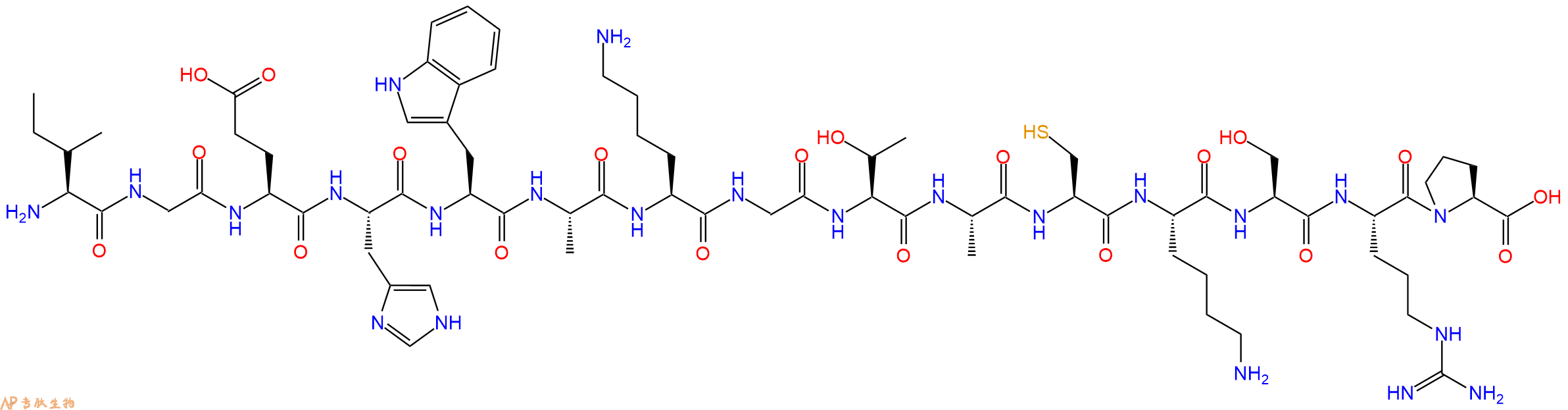 专肽生物产品H2N-Ile-Gly-Glu-His-Trp-Ala-Lys-Gly-Thr-Ala-Cys-Lys-Ser-Arg-Pro-OH