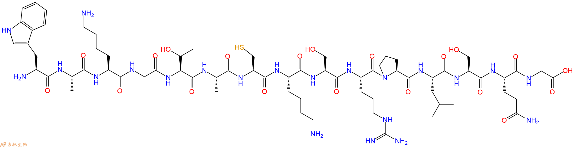 专肽生物产品H2N-Trp-Ala-Lys-Gly-Thr-Ala-Cys-Lys-Ser-Arg-Pro-Leu-Ser-Gln-Gly-OH