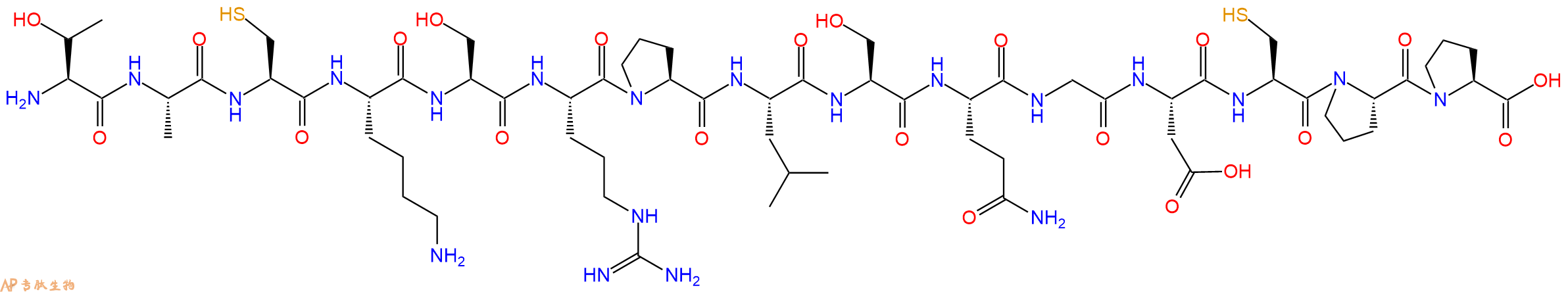 专肽生物产品H2N-Thr-Ala-Cys-Lys-Ser-Arg-Pro-Leu-Ser-Gln-Gly-Asp-Cys-Pro-Pro-OH