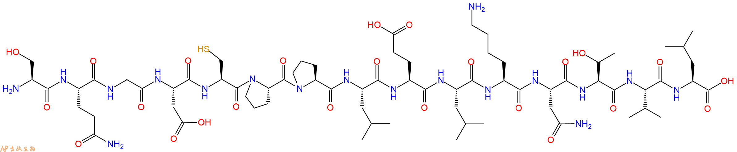 专肽生物产品H2N-Ser-Gln-Gly-Asp-Cys-Pro-Pro-Leu-Glu-Leu-Lys-Asn-Thr-Val-Leu-OH