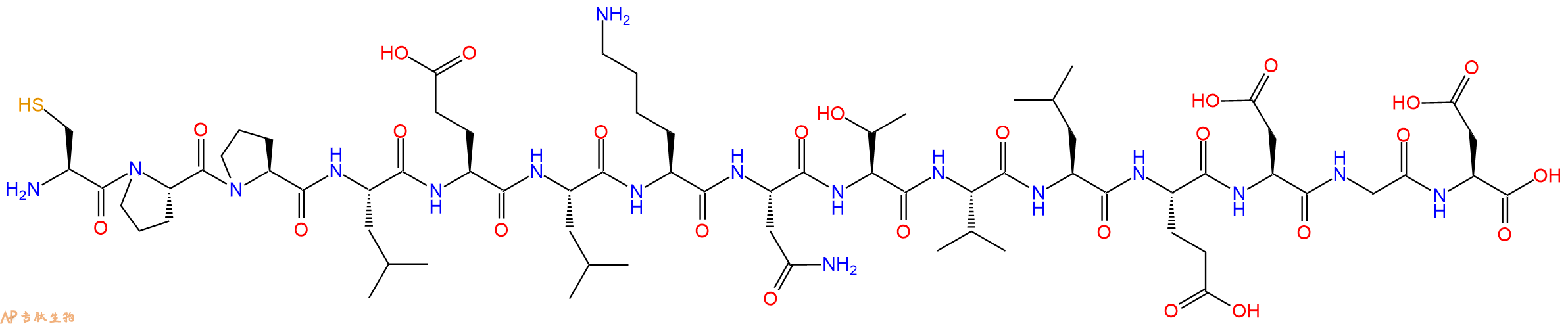 专肽生物产品H2N-Cys-Pro-Pro-Leu-Glu-Leu-Lys-Asn-Thr-Val-Leu-Glu-Asp-Gly-Asp-OH