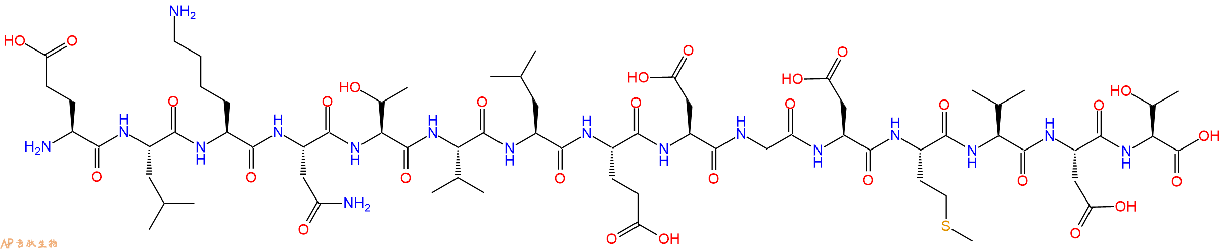 专肽生物产品H2N-Glu-Leu-Lys-Asn-Thr-Val-Leu-Glu-Asp-Gly-Asp-Met-Val-Asp-Thr-OH