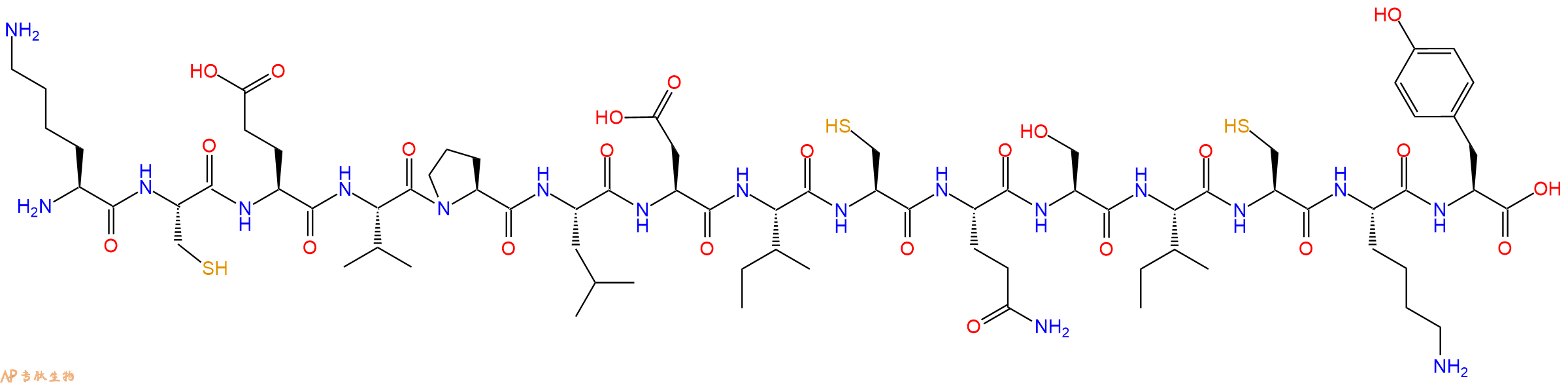 专肽生物产品H2N-Lys-Cys-Glu-Val-Pro-Leu-Asp-Ile-Cys-Gln-Ser-Ile-Cys-Lys-Tyr-OH