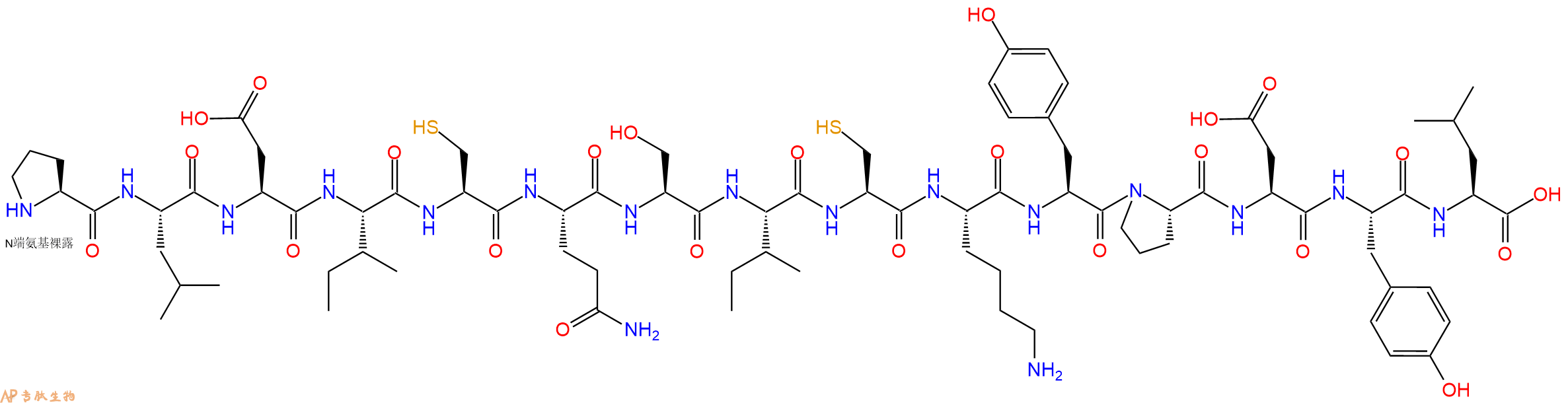 专肽生物产品H2N-Pro-Leu-Asp-Ile-Cys-Gln-Ser-Ile-Cys-Lys-Tyr-Pro-Asp-Tyr-Leu-OH